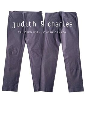 Judith & Charles Navy Cotton Blend Low Waist Side Zip Taper Leg Ankle Pant (6)
